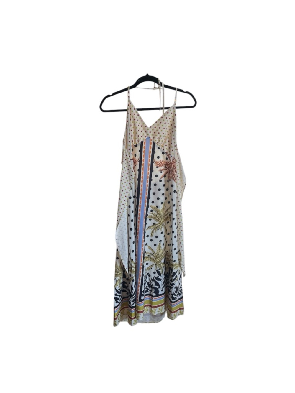 SHEIN White Slip Dress with Yellow Leaf Print